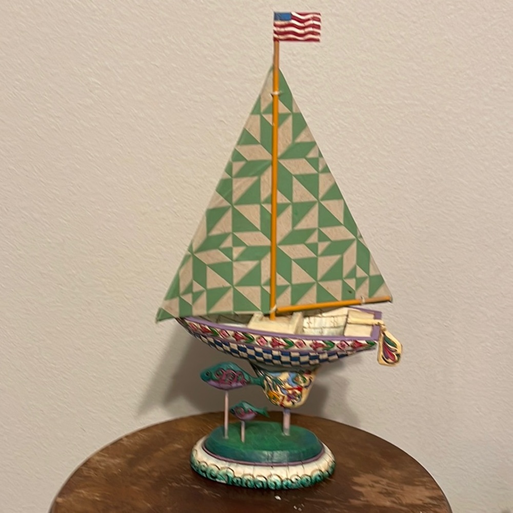 Jim Shore Multicolor Sailboat Figurine